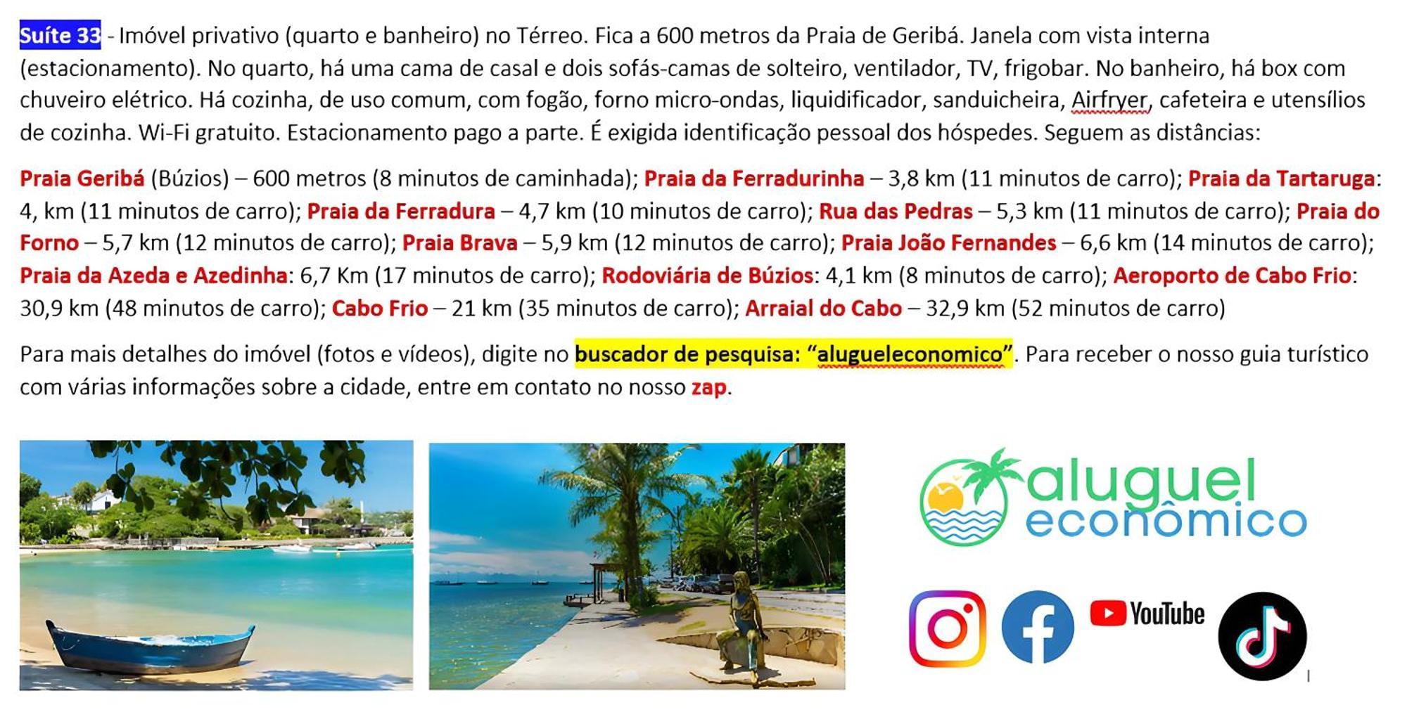 Buzios - Geriba - Suites - Aluguel Economico Exteriör bild
