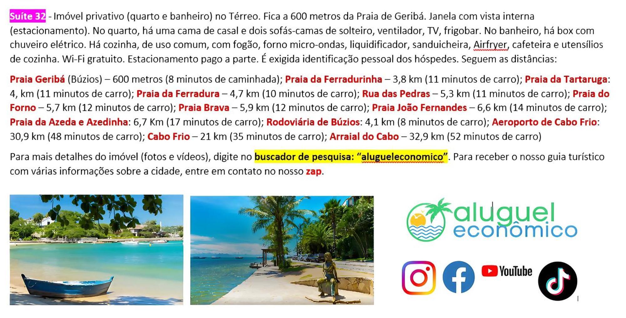 Buzios - Geriba - Suites - Aluguel Economico Exteriör bild